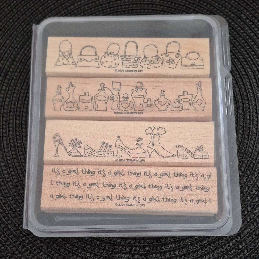 STAMPIN' UP! Retired 2004 'It's a Girl Thing' Stamp Set, Set of 4 Stamps
